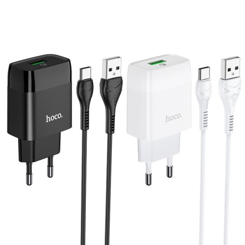 МЗП Hoco C72Q Glorious QC3.0 18W (1USB-A) + кабель USB to Type-C МЗП Hoco C72Q Glorious QC3.0 18W (1USB-A) + кабель USB to Type-C
