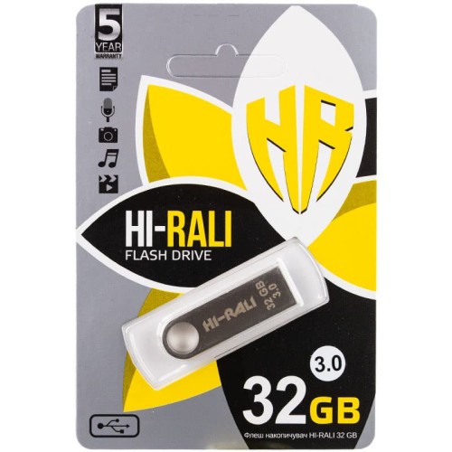 Флеш-накопичувач Hi-Rali Shuttle USB 3.0 Срібна серія — 32GB Флеш-накопичувач Hi-Rali Shuttle USB 3.0 Срібна серія — 32GB