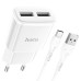 МЗП Hoco C88A Star round 2.4A (2USB-A) + кабель USB to Type-C МЗП Hoco C88A Star round 2.4A (2USB-A) + кабель USB to Type-C