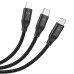 Дата кабель Hoco U104 Ultra 3in1 USB to Lightning/Type-C/MicroUSB 66W (1.2m)
