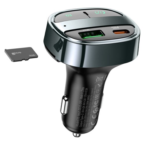 АЗП FM модулятор Hoco E70 PD30W+QC3.0 (1USB-A/1C) АЗП FM модулятор Hoco E70 PD30W+QC3.0 (1USB-A/1C)
