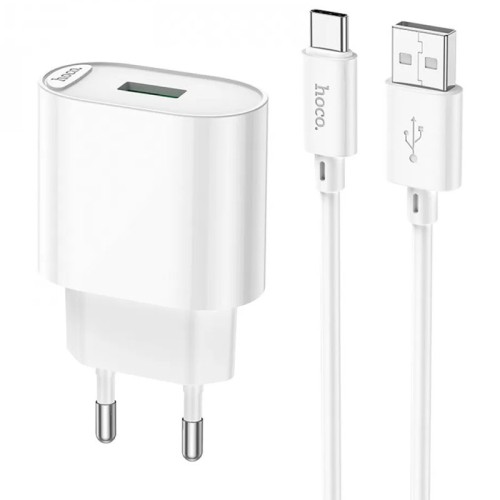 МЗП Hoco C109A Fighter QC3.0 18W (1USB-A) + кабель USB to Type-C МЗП Hoco C109A Fighter QC3.0 18W (1USB-A) + кабель USB to Type-C