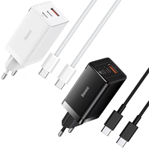 МЗП Baseus GaN5 Pro PD65W+QC3.0 (1USB-A/2C)  + кабель Type-C to Type-C (CCGP12020)