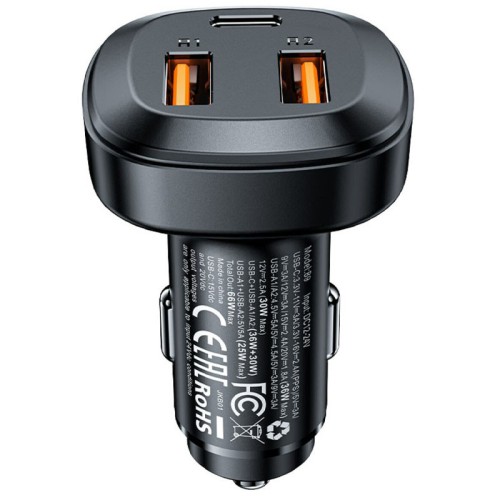 АЗП Acefast B9 PD36W+QC4.0 total 66W (2USB-A/1C) АЗП Acefast B9 PD36W+QC4.0 total 66W (2USB-A/1C)