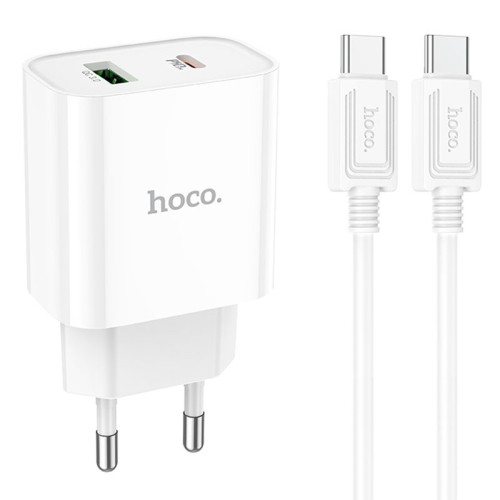 МЗП Hoco C80A Plus Rapido PD20W+QC3.0 (1USB-A/1C) + кабель Type-C to Type-C МЗП Hoco C80A Plus Rapido PD20W+QC3.0 (1USB-A/1C) + кабель Type-C to Type-C