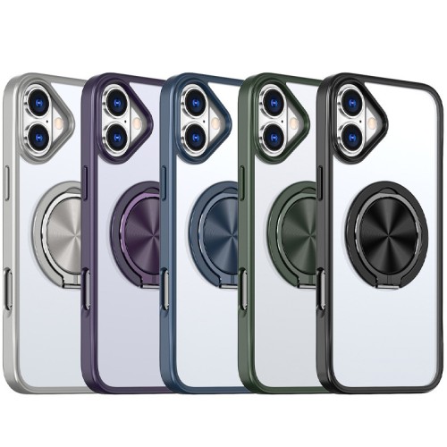 TPU+PC чохол Metal Ring with Magnetic Fit для Apple iPhone 16 (6.1