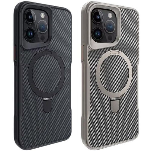TPU+PC чохол Metal Buttons with Magnetic Fit Carbon Ring для Apple iPhone 15 Pro Max (6.7