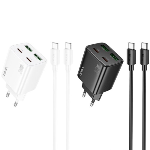МЗП Hoco N55 Fundador PD20W+QC3.0 (2USB-A/2C) + кабель Type-C to Type-C МЗП Hoco N55 Fundador PD20W+QC3.0 (2USB-A/2C) + кабель Type-C to Type-C