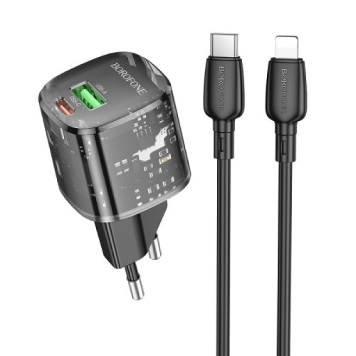 МЗП Borofone BN17 Sunlight PD20W+QC3.0 (1USB-A/1C) + кабель Type-C to Lightning МЗП Borofone BN17 Sunlight PD20W+QC3.0 (1USB-A/1C) + кабель Type-C to Lightning