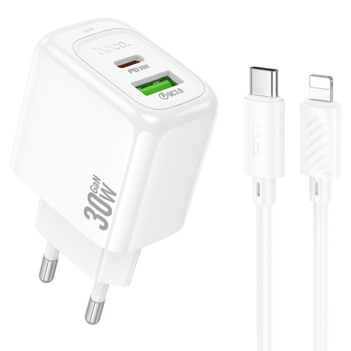 МЗП Hoco CS55A Surplus PD30W+QC3.0 (1USB-A/1C) + кабель Type-C to Lightning