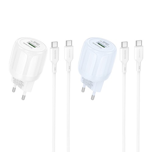МЗП Borofone BA94A Lustrous PD30W+QC3.0 (1USB-A/1C) + кабель Type-C to Type-C МЗП Borofone BA94A Lustrous PD30W+QC3.0 (1USB-A/1C) + кабель Type-C to Type-C