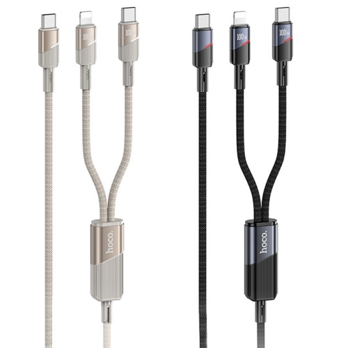 Дата кабель Hoco U139 2in1 Type-C to Lightning/Type-C 100W (1.2m) Дата кабель Hoco U139 2in1 Type-C to Lightning/Type-C 100W (1.2m)