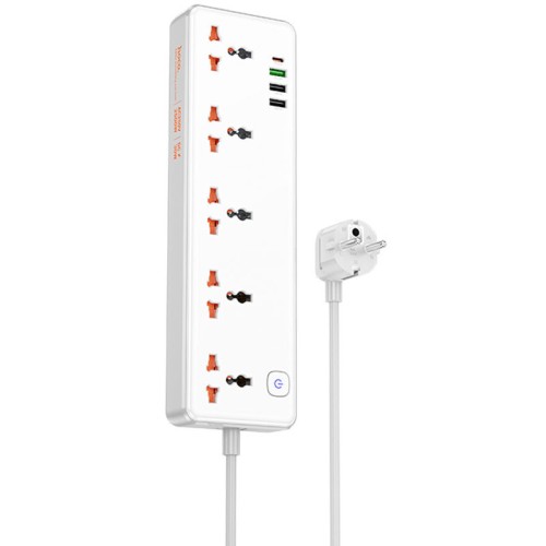 Подовжувач Hoco AC14A Rico PD30W (3USB-A/1C/5xSocket) (1.5m) Подовжувач Hoco AC14A Rico PD30W (3USB-A/1C/5xSocket) (1.5m)