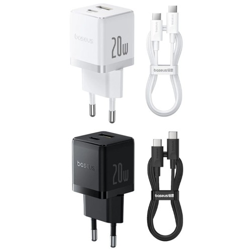 МЗП Baseus Palm Fast Charger PD20W+QC3.0 (1USB-A/1C) + кабель Type-C to Type-C (P10111608)