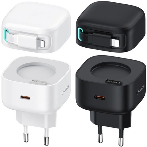 МЗП Usams US-CC209 GaN With Lightning Magnetic Retractable Cable Module XMF Ser. 35W (2USB-C) МЗП Usams US-CC209 GaN With Lightning Magnetic Retractable Cable Module XMF Ser. 35W (2USB-C)