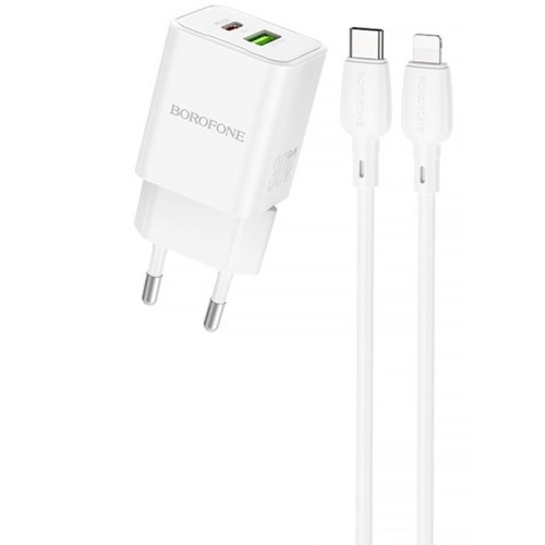 МЗП Borofone BN14 Royal PD30W+QC3.0 (1USB-A/1C) + кабель Type-C to Lightning