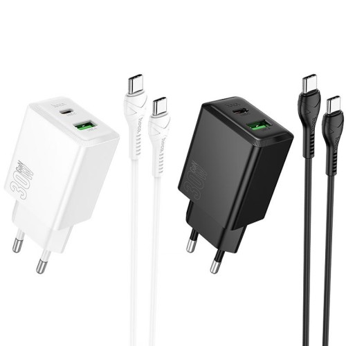 МЗП Hoco N71 Nuevo PD30W+QC3.0 (1USB-A/1C) + кабель Type-C to Type-C МЗП Hoco N71 Nuevo PD30W+QC3.0 (1USB-A/1C) + кабель Type-C to Type-C