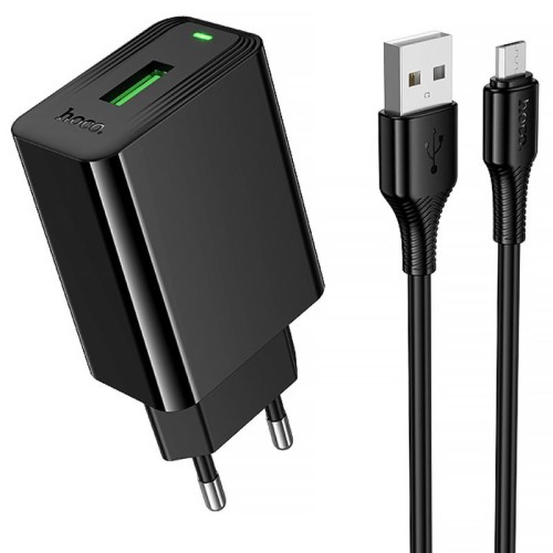 МЗП Hoco CS92A Leader QC3.0 18W (1USB-A) + кабель USB to MicroUSB