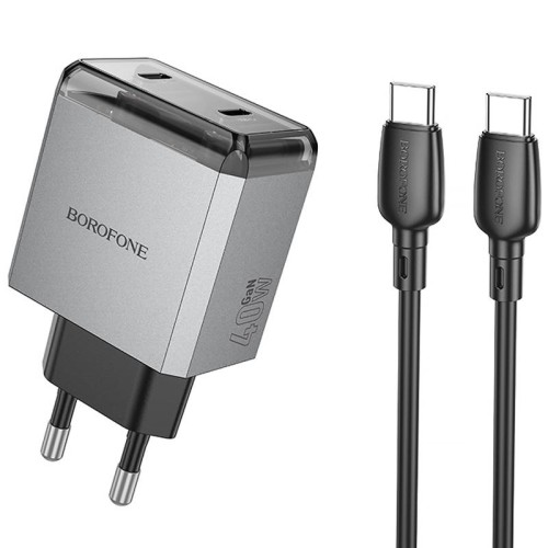 МЗП Borofone BN21 Lena PD40W+QC3.0 (2USB-C) + кабель Type-C to Type-C