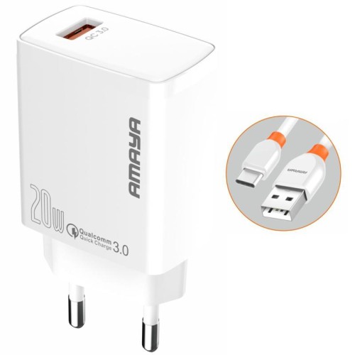 МЗП Amaya E57S QC3.0 20W (1USB-A) + кабель USB to Type-C