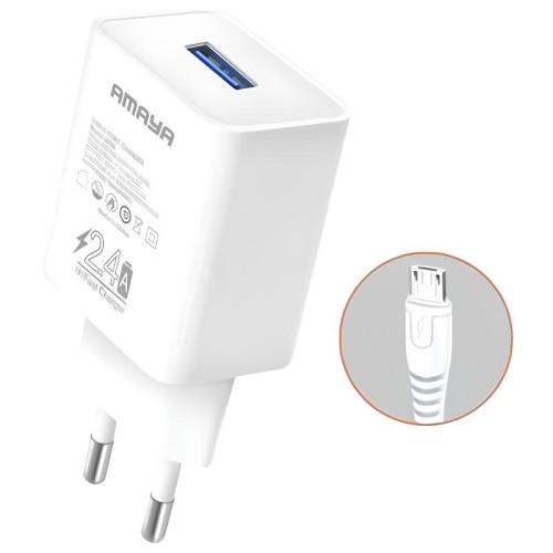 МЗП Amaya M3 2.4A (1USB-A) + кабель USB to MicroUSB