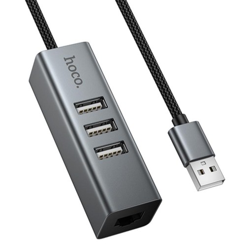 Перехідник HUB Hoco HB1D 4in1 (USB to USB2.0*3+RJ45)