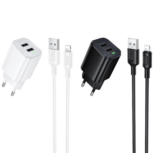 МЗП Borofone BAS81A Star 10.5W (2USB-A) + кабель USB to Lightning МЗП Borofone BAS81A Star 10.5W (2USB-A) + кабель USB to Lightning