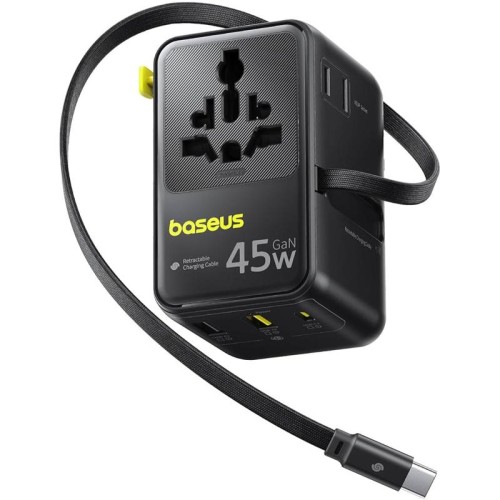 Мережевий універсальний перехідник Baseus AG11 45W with retractable cable (2USB-A/1C/1Socket) (E0307F) Мережевий універсальний перехідник Baseus AG11 45W with retractable cable (2USB-A/1C/1Socket) (E0307F)