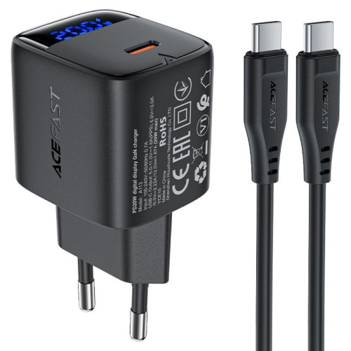 МЗП Acefast A113 PD20W GaN (1USB-C) + кабель Type-C to Type-C МЗП Acefast A113 PD20W GaN (1USB-C) + кабель Type-C to Type-C