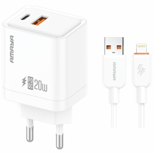 Уцінка МЗП Amaya E77D PD20W+QC3.0 (1USB-A/1C) + кабель USB to Lightning Уцінка МЗП Amaya E77D PD20W+QC3.0 (1USB-A/1C) + кабель USB to Lightning