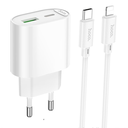 МЗП Hoco C109A Fighter PD20W+QC3.0 (1USB-A/1C) + кабель Type-C to Lightning МЗП Hoco C109A Fighter PD20W+QC3.0 (1USB-A/1C) + кабель Type-C to Lightning