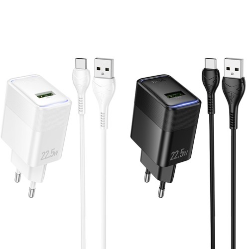 МЗП Hoco CS111A Lounge QC3.0 22.5W (1USB-A) + кабель USB to Type-C МЗП Hoco CS111A Lounge QC3.0 22.5W (1USB-A) + кабель USB to Type-C