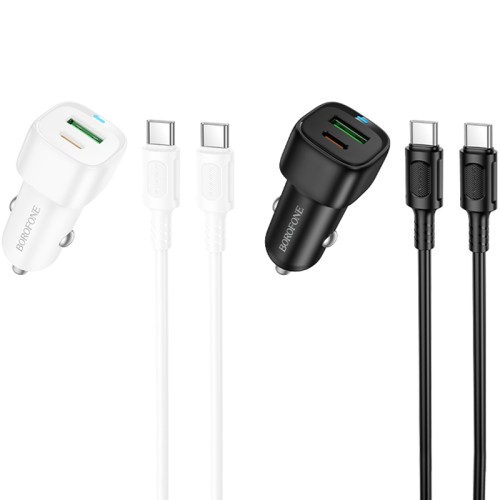 АЗП Borofone BZ34B Cloud PD20W+QC3.0 total 38W (1USB-A/1C) + кабель Type-C to Type-C