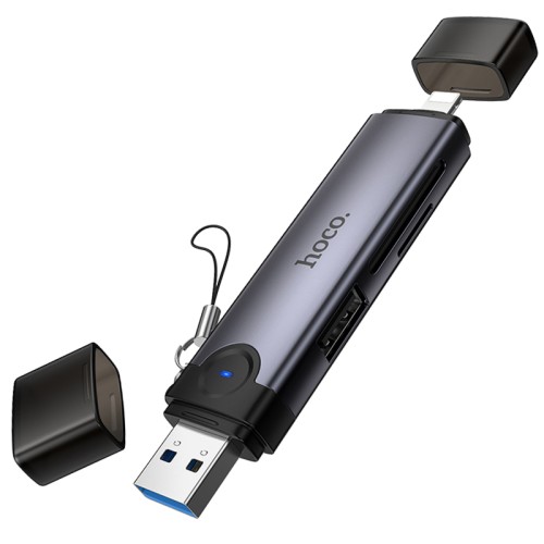 Картридер Hoco HB56A Victory 5in1 Lightning/USB2.0 to SD/TF3.0 + USB 2.0 Картридер Hoco HB56A Victory 5in1 Lightning/USB2.0 to SD/TF3.0 + USB 2.0