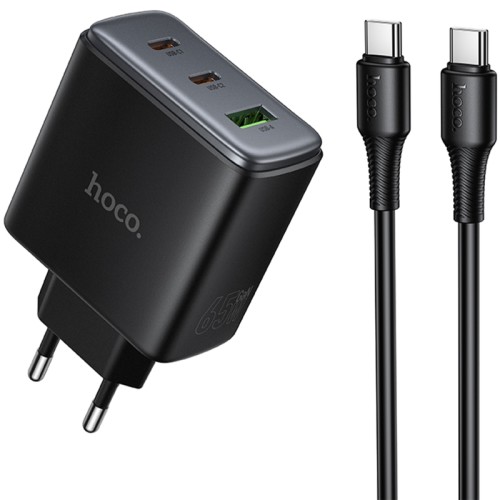 МЗП Hoco C160A Upgrade PD65W+QC3.0 (1USB-A/2C) + кабель Type-C to Type-C МЗП Hoco C160A Upgrade PD65W+QC3.0 (1USB-A/2C) + кабель Type-C to Type-C