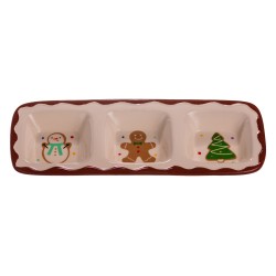 Менажниця порцелянова Merry Christmas на 3 секції прямокутна 30*11*2.5 см
