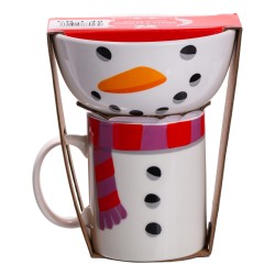 Набір чашка з піалою Snowman порцеляновий