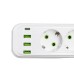 Мережевий фільтр-подовжувач 3 розетки 3хUSB-A 1xUSB-C 5м білий HP-5-35 Мережевий фільтр-подовжувач 3 розетки 3хUSB-A 1xUSB-C 5м білий HP-5-35