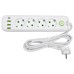 Мережевий фільтр-подовжувач 4 розетки 3xUSB-A 1xUSB-C 3м білий HP-5-37