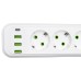 Мережевий фільтр-подовжувач 4 розетки 3xUSB-A 1xUSB-C 3м білий HP-5-37