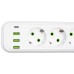 Мережевий фільтр-подовжувач 5 розеток 3xUSB-A 1xUSB-C 5м білий HP-5-39