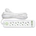 Мережевий фільтр-подовжувач 5 розеток 3xUSB-A 1xUSB-C 5м білий HP-5-39