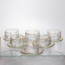Піала з блюдцем скляна Gold Rimmed 200 мл фактурна