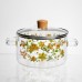 Каструля з боросилікатного скла 1,8 л Wildflowers з кришкою Yiwu HP-GP-38 Каструля з боросилікатного скла 1,8 л Wildflowers з кришкою Yiwu HP-GP-38