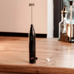 Капучинатор акумуляторний 1200 мАг безшумний з USB зарядкою 2 насадки Sokany SK-201A Чорний