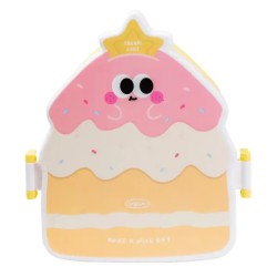 Ланч-бокс дитячий зі столовими приладами Cake 20*18*8 см, лимонний