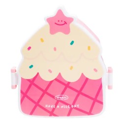 Ланч-бокс дитячий зі столовими приладами Cake 20*18*8 см, рожевий