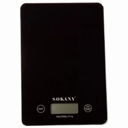 Ваги кухонні електронні SOKANY SK-19027 до 5 кг з плоскою платформою, чорний Ваги кухонні електронні SOKANY SK-19027 до 5 кг з плоскою платформою, чорний