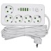 Мережевий фільтр подовжувач 2.8 м з лампою на 9 універсальних розеток з 2 USB, 1 Type-C, бездротова зарядка HP-5-5 Мережевий фільтр подовжувач 2.8 м з лампою на 9 універсальних розеток з 2 USB, 1 Type-C, бездротова зарядка HP-5-5
