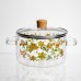 Каструля з боросилікатного скла 1,8 л Wildflowers з кришкою Yiwu HP-GP-38 Каструля з боросилікатного скла 1,8 л Wildflowers з кришкою Yiwu HP-GP-38